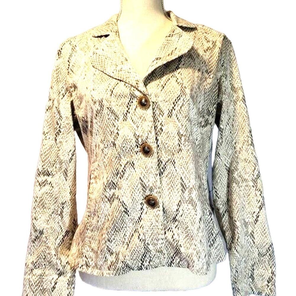 Live a Little Jacket Size M Animal Print Snakeskin Soft Cotton 3-Button Light